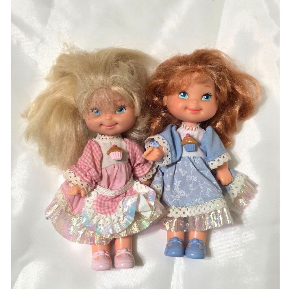 Vintage 1988 Mattel Cherry Merry Muffin Doll Pair Betty Berry Gingham Dress